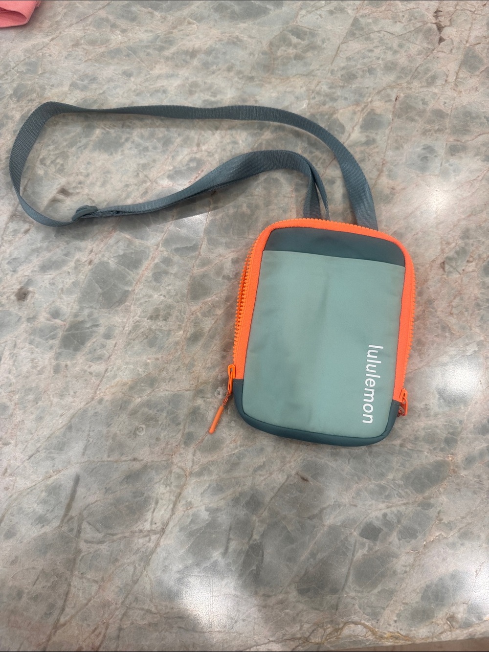lululemon athletica Sage Green Crossbody Pouch with Neon Orange Trim